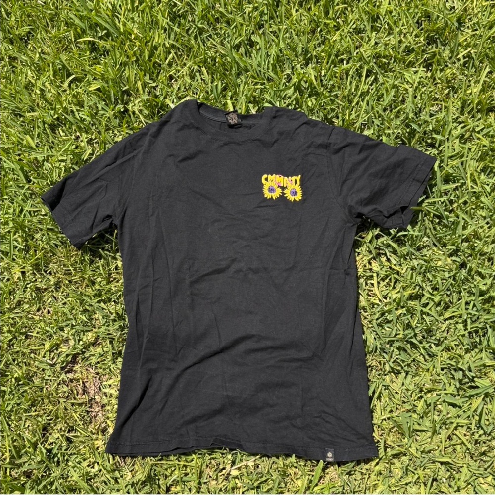 Black Graphic T-Shirt with Yellow Print